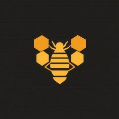 Aufkleber - Modern minimalist honeycomb logo in golden shades showcasing a clean and natural branding aesthetic