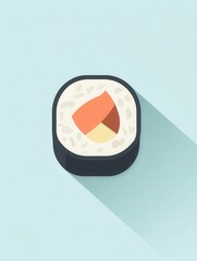 Poster - Sushi roll icon showcasing clean minimal design in pastel tones representing delicious Japanese cuisine