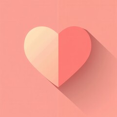 Aufkleber - Minimalist heart icon design with soft shadows in warm pink tones showcasing flat design aesthetics for contemporary visuals