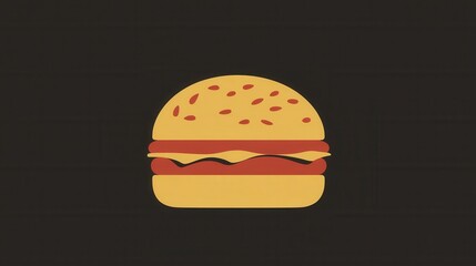 Poster - Minimalist burger icon logo showcasing bold colors for modern fast food branding and casual dining experiences