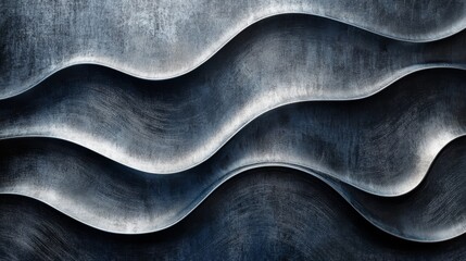 Wall Mural - metallic surface with flowing wave shaped abstract layers creating texture