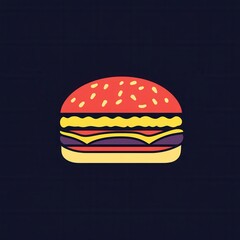 Poster - Playful and minimalist burger icon logo in bold colors for modern fast food branding