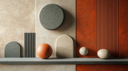 Wall Mural - various abstract geometrical shapes are arranged with different textures and colors