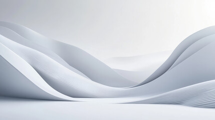 Wall Mural - 3d render of an abstract background with a white wave and empty space for product presentation