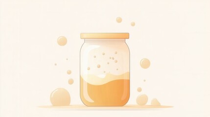 Poster - Clean abstract fermentation logo featuring a minimalist jar with bubbles that represents probiotic food branding and healthy lifestyle
