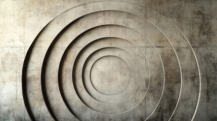 Wall Mural - concentric circles pattern created on a rough concrete wall surface