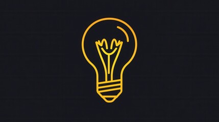 Poster - Glowing light bulb icon featuring minimalist design with bright yellow highlights in a clean style suitable for creative projects