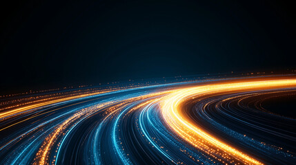 Wall Mural - luminous highway: abstract representation of a glowing highway, illuminating a path through a futuri