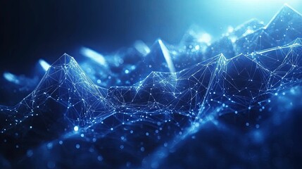 Wall Mural - Abstract Blue Network Data Visualization Landscape
