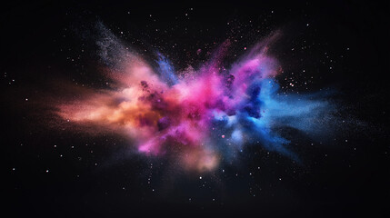Wall Mural - celestial explosion: a mesmerizing display of colorful cosmic dust bursts forth, a visual symphony o