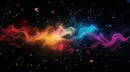 Wall Mural - cosmic colors: a vibrant depiction of space, bursting with swirling clouds of color and glowing part