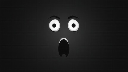 Poster - Fearful expression of a dark face with wide eyes creates an eerie atmosphere in a minimalist design