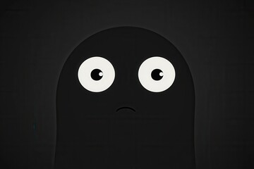 Aufkleber - Eerie minimalist design featuring a dark face with wide fearful eyes in a monochrome color scheme