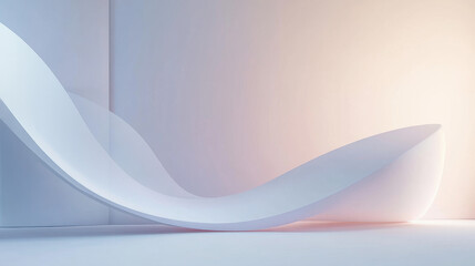 Wall Mural - 3d render of an abstract background with a white wave and empty space for product presentation