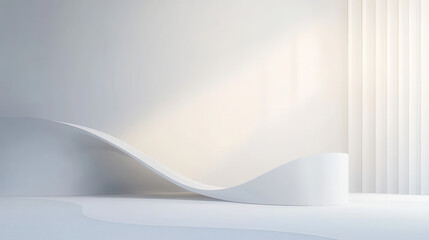 Wall Mural - 3d render of an abstract background with a white wave and empty space for product presentation