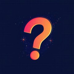Poster - Minimalist icon showcasing a glowing question mark design with vibrant light bursts in a modern flat style