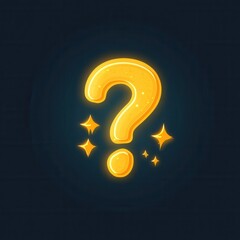 Poster - Minimalist question mark icon with glowing light bursts in modern flat style design