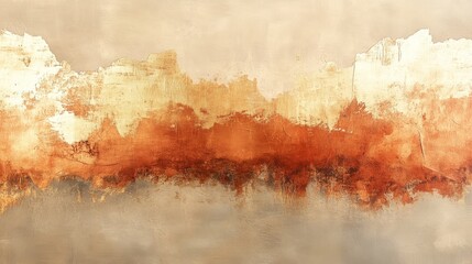 Wall Mural - abstract layered painting portraying different earthy tones and colors on canvas