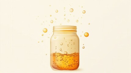 Poster - Minimalist abstract fermentation jar with bubbles showcasing probiotic food branding for clean eating