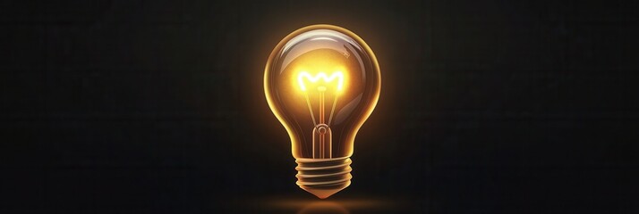 Aufkleber - Glowing light bulb icon in minimalist style with bright yellow highlights, symbolizing innovation and creativity