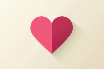 Aufkleber - Minimalist heart icon featuring warm pink tones and soft shadows in flat design for modern aesthetics