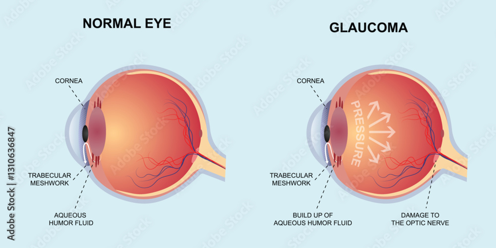 normal eye vs glaucoma vector design Stock Vector | Adobe Stock