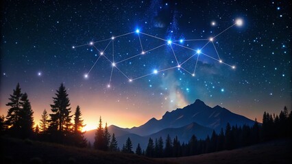 Wall Mural - Majestic Silhouette of the Big Dipper Constellation at Night