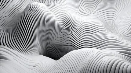 Wall Mural - elegant 3d abstract white background with smooth, soft waves and depth effects.