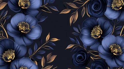 Wall Mural - Elegant acrylic floral design with golden accents and intricate floral details for summer projects.
