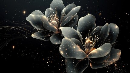 Wall Mural - Elegant acrylic floral design with golden accents and intricate floral details for summer projects.