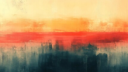 Wall Mural - An abstract painting of colors with textured horizontal brushstrokes