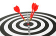 © New Africa - Dart board with red arrows on white background