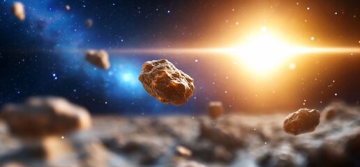 Wall Mural - asteroid field space rocks cosmic background universe galaxy exploration