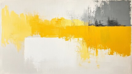 Wall Mural - abstract painting featuring blocks of yellow white and gray
