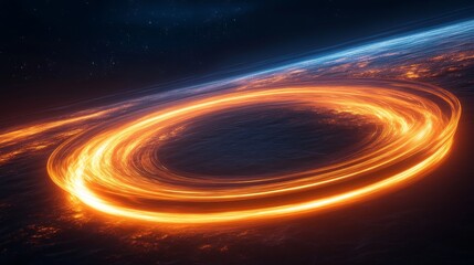 Wall Mural - the fiery luminous energy swirls in outer space around a circle