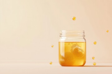 Poster - Minimalist fermentation logo featuring a clean abstract jar with bubbles for probiotic food branding