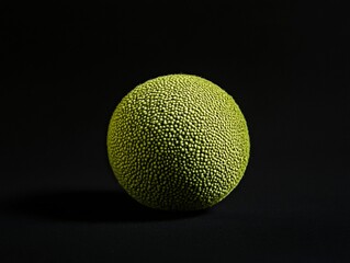 Wall Mural - single green textured sphere on black background.