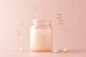 Poster - Minimalist fermentation logo design featuring a clean abstract jar with bubbles highlighting probiotic food branding