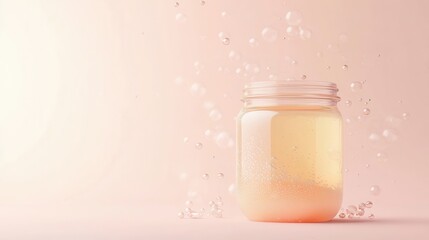 Poster - Minimalist fermentation logo featuring an abstract jar surrounded by bubbles representing probiotic food branding in a clean aesthetic