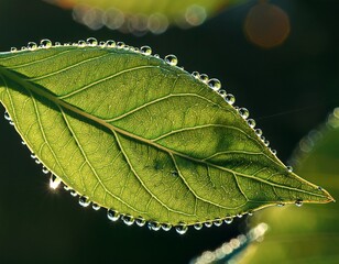 Wall Mural - leaf with water droplets on it