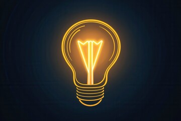 Poster - Minimalist glowing light bulb icon with bright yellow highlights in a clean style