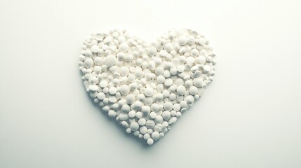 Aufkleber - Heart shaped arrangement of white pills and capsules on a clean background creates a modern minimalist design perfect for health and wellness concepts
