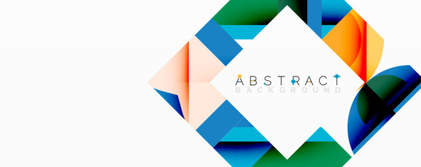 Leinwandbilder - Abstract geometric composition with interlocking circular and angular shapes, featuring smooth gradients and sharp contrasts on a white background