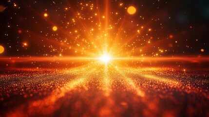Wall Mural - bright light emanating from an array of glowing particles in space