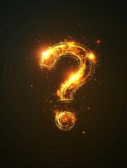 Poster - Minimalist icon featuring a glowing question mark with light bursts in modern flat style creating an engaging visual effect