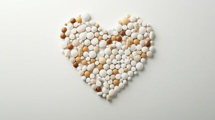 Aufkleber - Heart shaped arrangement of pills and capsules on a clean background in soft lighting for a modern and minimalistic design