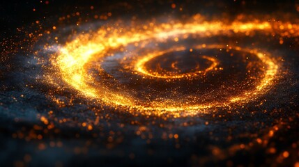 Wall Mural - A spiral formation of glowing particles in the dark