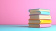 © Teedanai - Pastel Book Stack on Pink Background