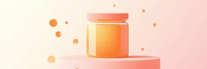 Poster - Clean abstract fermentation logo featuring a minimalist jar and bubbles for probiotic food branding and health related activities