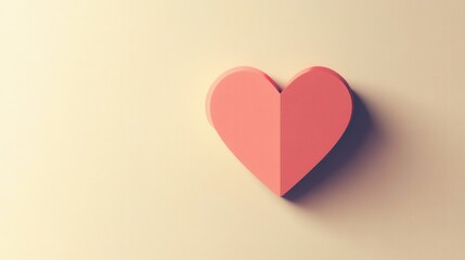 Aufkleber - Minimalist heart icon featuring warm pink tones and soft shadows, ideal for expressing love in digital design projects